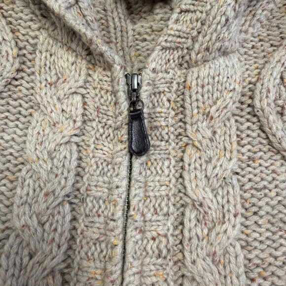 Pendleton Cable Knit Lambs Wool Hooded Sweater Jacket Zip Front Oatmeal Size LRG - Picture 6 of 12
